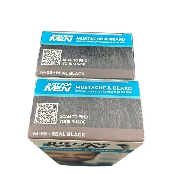 Just for Men Mustache & Beard M-55 Brush in Color Base Real Black Lot of 2 New - Picture 2 of 6